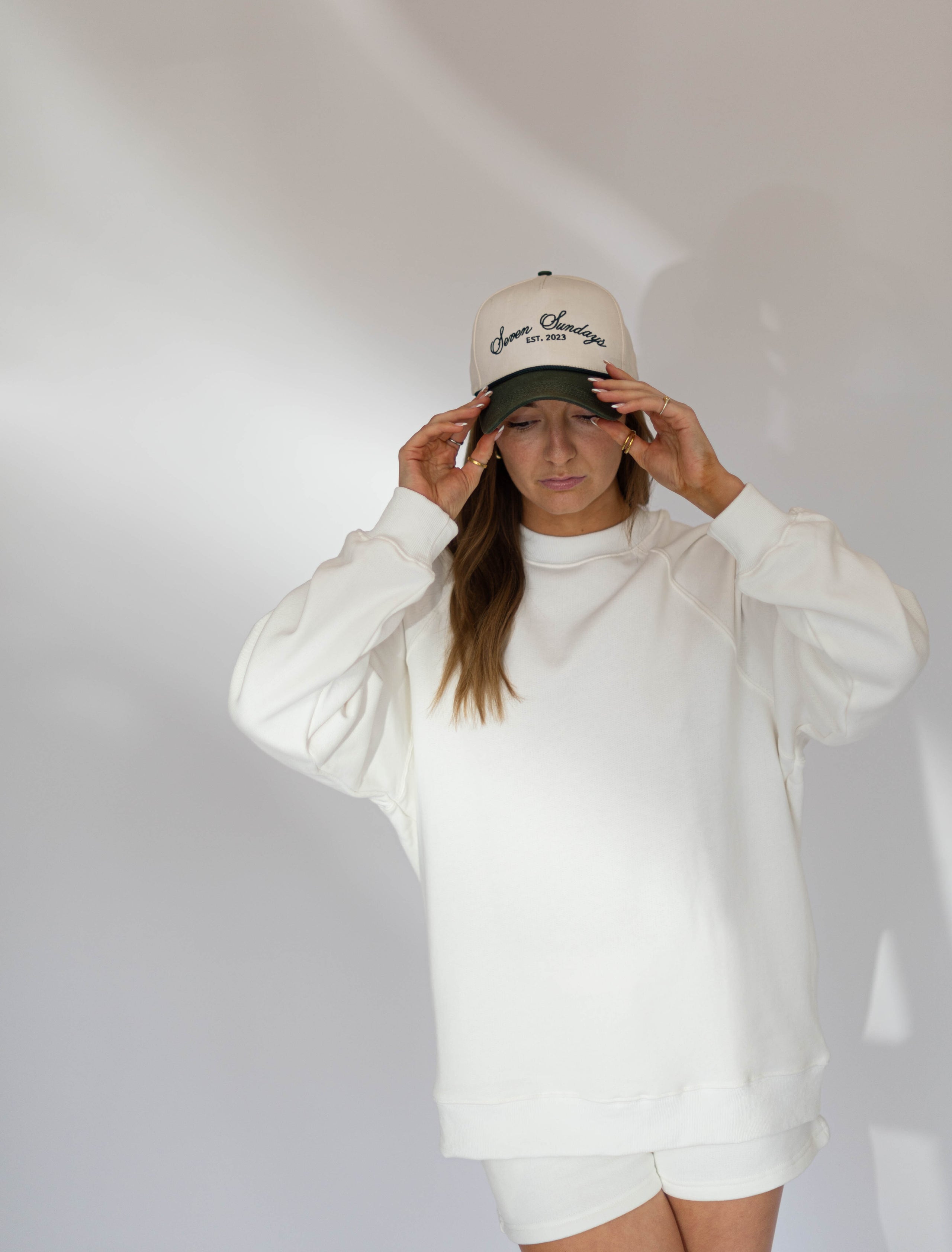Green and white hat clearance
